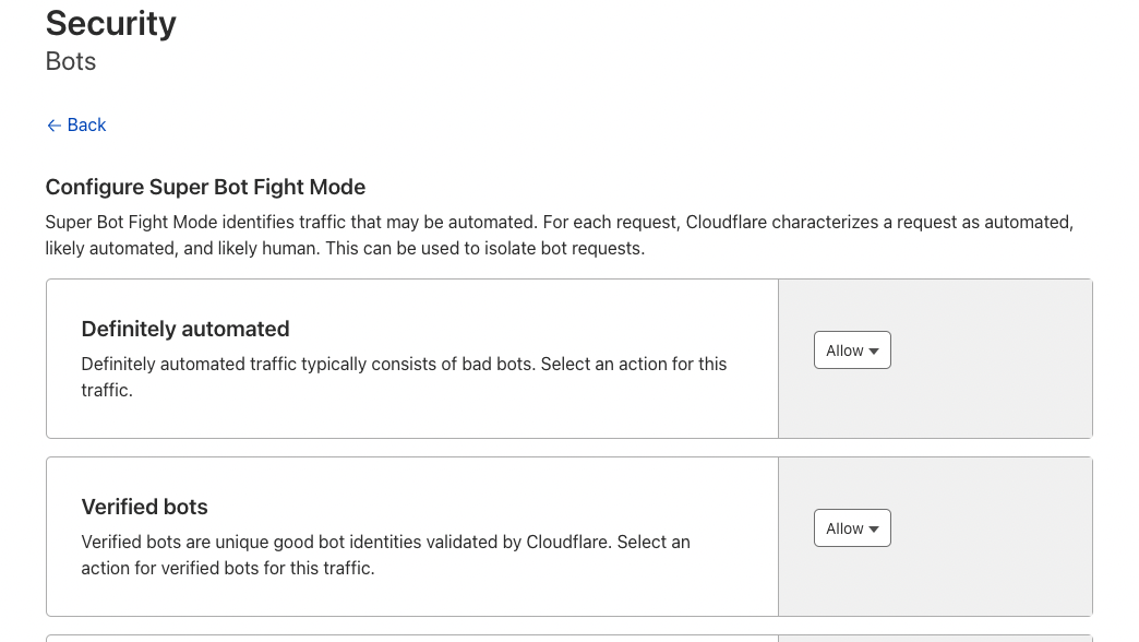 cloudflare bots options